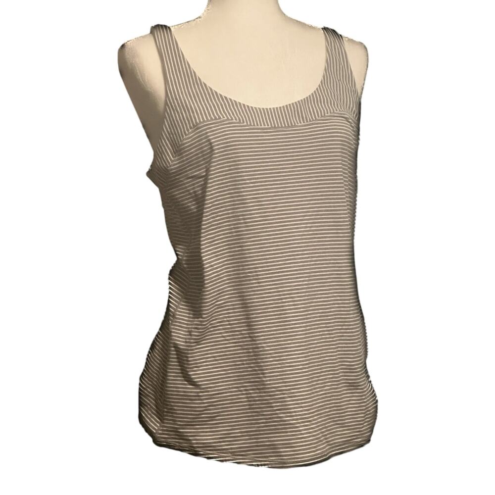 Lululemon Women's First Base Racerback Tank Gray and White Striped Size 8